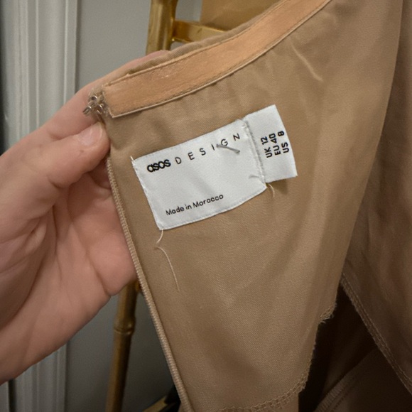 ASOS Design structured frill bust midi dress in stone - Picture 9 of 15